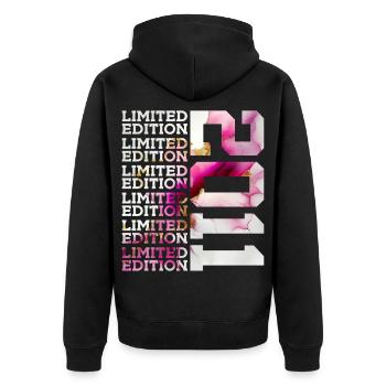 LIMITED EDITION 2011 - 15 YEARS - 15TH BIRTHDAY - Unisex Premium Organic Zip Hoodie - black - Back - Nico (187cm)