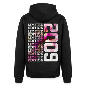 LIMITED EDITION 2009 - 17 JAHRE - 17. GEBURTSTAG - Unisex Premium Bio Zip Hoodie - Schwarz - Hinten - Nico (187cm)