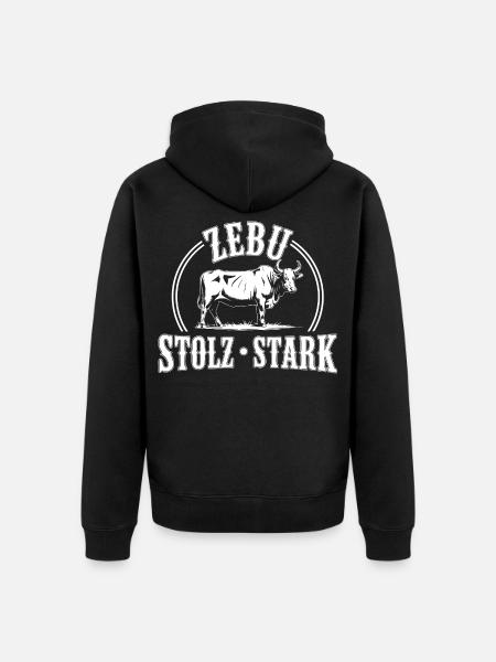 Zebu Stolz Stark Logo - Unisex Premium Bio Zip Hoodie - Schwarz