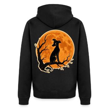 Greyhound Full Moon T-Shirt Halloween Vintage - Unisex Premium Organic Zip Hoodie - black - Back - Nico (187cm)