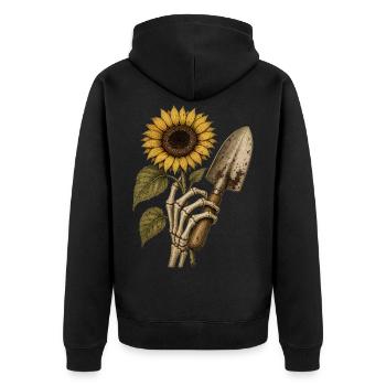 Sweat à capuche squelette de tournesol vintage Halloween - Veste à capuche bio Premium Unisexe - noir - Dos - Nico (187cm)