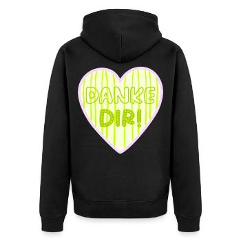 Danke Dir Herz - Unisex Premium Bio Zip Hoodie - Schwarz - Hinten - Nico (187cm)