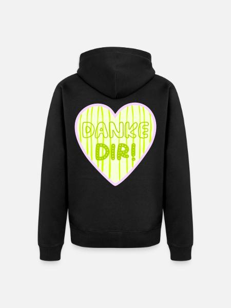 Danke Dir Herz - Unisex Premium Bio Zip Hoodie - Schwarz