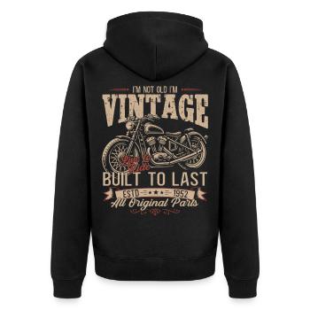 74. Geburtstag Geschenk Motorradfahrer Biker 1952 - Unisex Premium Bio Zip Hoodie - Schwarz - Hinten - Nico (187cm)