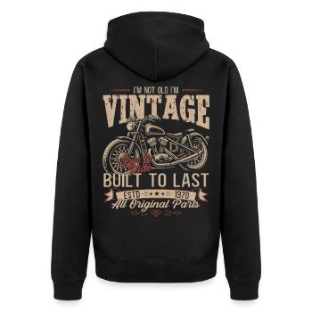 56. Geburtstag Geschenk Motorradfahrer Biker 1970 - Unisex Premium Bio Zip Hoodie - Schwarz - Hinten - Nico (187cm)