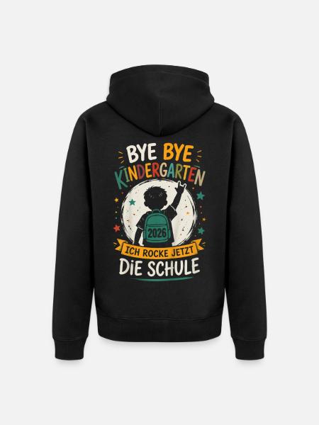 Abschied Kindergarten zur Schule 2026 - Unisex Premium Bio Zip Hoodie - Schwarz