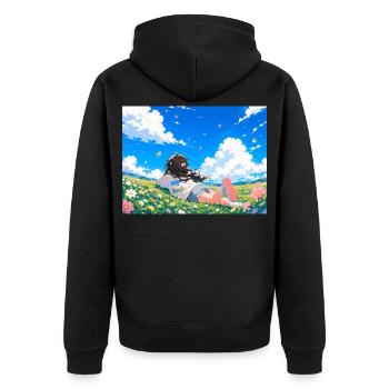 Rêves d’été sur la prairie fleurie - Veste à capuche bio Premium Unisexe - noir - Dos - Nico (187cm)