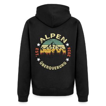 Alpen Überquerung 2026 Dein Name personalisiert - Unisex Premium Bio Zip Hoodie - Schwarz - Hinten - Nico (187cm)
