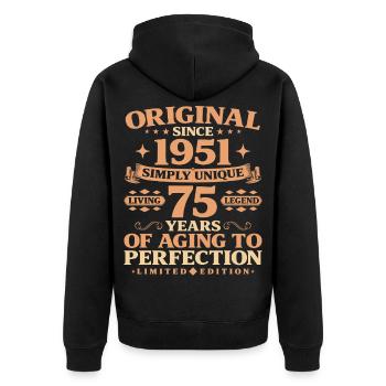 Original since 1951 Vintage 75th Birthday - Unisex Premium Organic Zip Hoodie - black - Back - Nico (187cm)