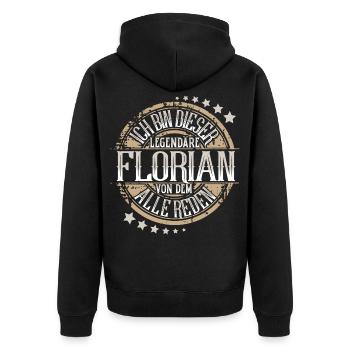 Florian - Unisex Premium Bio Zip Hoodie - Schwarz - Hinten - Nico (187cm)