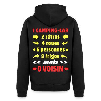 Les chiffres du Camping-Car c'est 0 Voisin - Veste à capuche bio Premium Unisexe - noir - Dos - Nico (187cm)
