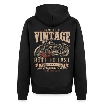 53. Geburtstag Geschenk Motorradfahrer Biker 1973 - Unisex Premium Bio Zip Hoodie - Schwarz - Hinten - Nico (187cm)