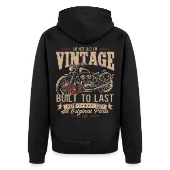 Cadeau pour le 49e anniversaire Motard Motard 1977 - Veste à capuche bio Premium Unisexe - noir - Dos - Nico (187cm)