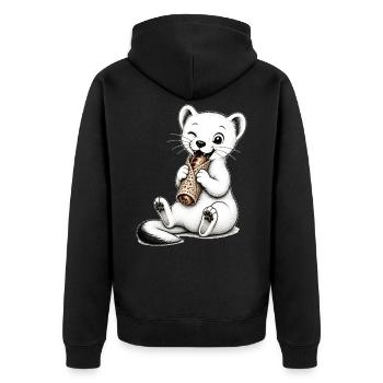 Vaelosek l hermine galette saucisse  - Veste à capuche bio Premium Unisexe - noir - Dos - Nico (187cm)