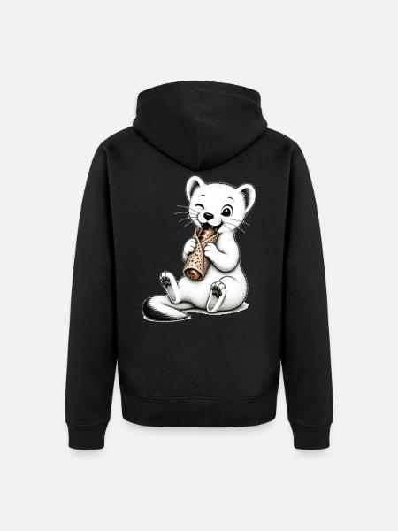 L-Hermelin-Wurstpatty - Unisex Premium Bio Zip Hoodie - Schwarz