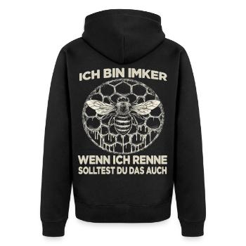 Imker Biene Fan Motiv Bienenzüchter - Unisex Premium Bio Zip Hoodie - Schwarz - Hinten - Nico (187cm)