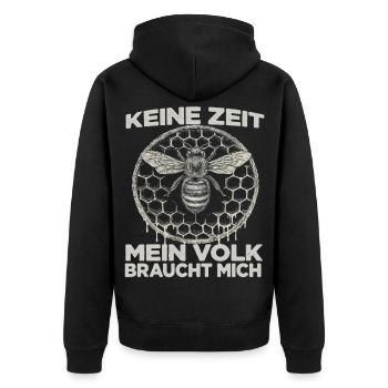 Imkerhut Imkeranzug Biene Fan Bienenzüchter - Unisex Premium Bio Zip Hoodie - Schwarz - Hinten - Nico (187cm)