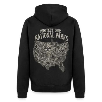 Les cryptides protègent nos parcs nationaux - Veste à capuche bio Premium Unisexe - noir - Dos - Nico (187cm)
