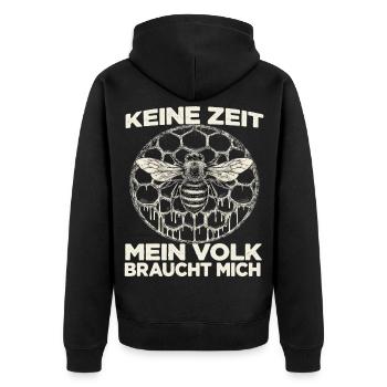 Imkerhut Imkeranzug Biene Fan Bienenzüchter - Unisex Premium Bio Zip Hoodie - Schwarz - Hinten - Nico (187cm)
