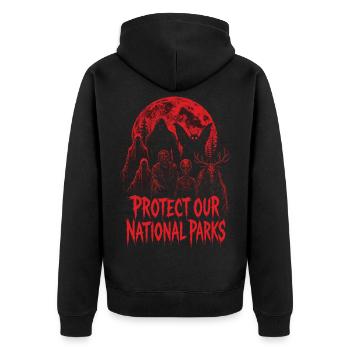 Les cryptides protègent nos parcs nationaux - Veste à capuche bio Premium Unisexe - noir - Dos - Nico (187cm)