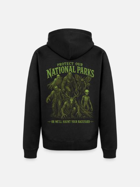 Cryptid Protect Our National Parks - Unisex Premium Organic Zip Hoodie - black