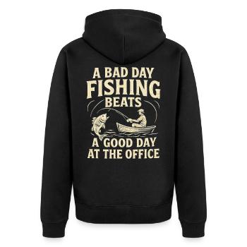 Une mauvaise journée de pêche vaut une bonne journée au bureau - Veste à capuche bio Premium Unisexe - noir - Dos - Nico (187cm)