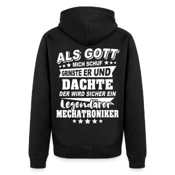 Mechatroniker - Unisex Premium Bio Zip Hoodie - Schwarz - Hinten - Nico (187cm)