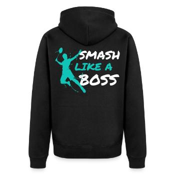Joueur de badminton Entraîneur de badminton Badminton Smash - Veste à capuche bio Premium Unisexe - noir - Dos - Nico (187cm)