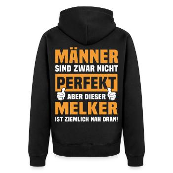 Lustige Melker Sprüche - Unisex Premium Bio Zip Hoodie - Schwarz - Hinten - Nico (187cm)