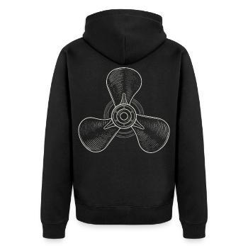 Vintage Three-Blade Propeller Illustration - Unisex Premium Organic Zip Hoodie - black - Back - Nico (187cm)