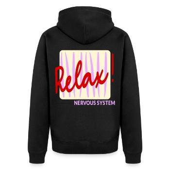 Nervous System Relax - Unisex Premium Organic Zip Hoodie - black - Back - Nico (187cm)