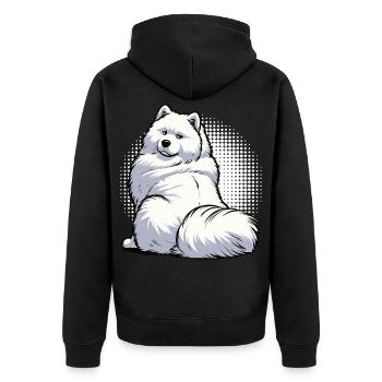 Samoyèdes Propriétaires de Samoyèdes Amants Samoyèdes - Veste à capuche bio Premium Unisexe - noir - Dos - Nico (187cm)