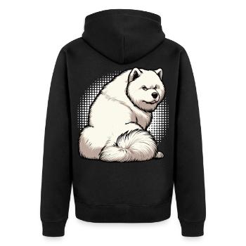 Samoyèdes Propriétaires de Samoyèdes Amants Samoyèdes - Veste à capuche bio Premium Unisexe - noir - Dos - Nico (187cm)