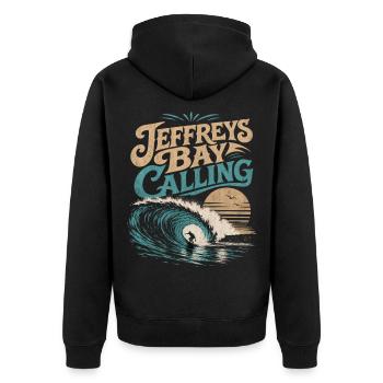 Jeffreys Bay Surfing - Unisex Premium Organic Zip Hoodie - black - Back - Nico (187cm)