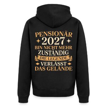 Pensionär 2027 Nicht mehr zuständig Abschied - Unisex Premium Bio Zip Hoodie - Schwarz - Hinten - Nico (187cm)