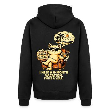 J’ai besoin de 6 mois de vacances, deux fois par an – Cool Cat - Veste à capuche bio Premium Unisexe - noir - Dos - Nico (187cm)