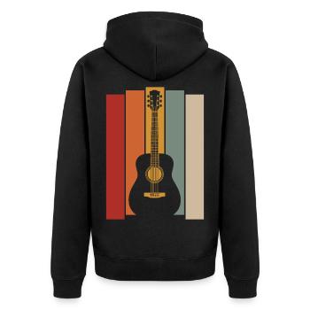 Retro Guitar Graphic - Musician Guitarist - Unisex Premium Organic Zip Hoodie - black - Back - Nico (187cm)