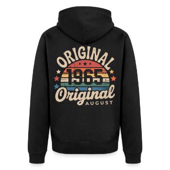 Original Août 1965 Vintage Anniversaire 1965 - Veste à capuche bio Premium Unisexe - noir - Dos - Nico (187cm)