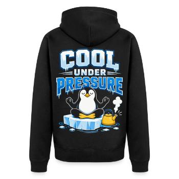 Méditation du pingouin à la froideur sous pression - Veste à capuche bio Premium Unisexe - noir - Dos - Nico (187cm)