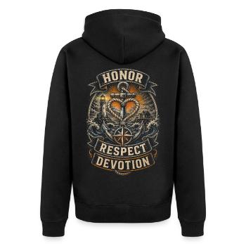 Coast Guard Lifeguard - Unisex Premium Organic Zip Hoodie - black - Back - Nico (187cm)