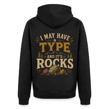Steinsammler Geologie Gesteine Natur - Unisex Premium Bio Zip Hoodie - Schwarz - Hinten - Nico (187cm)