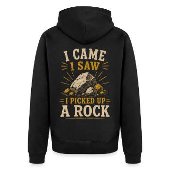 Steinesammler Gesteine Geologie Hobby - Unisex Premium Bio Zip Hoodie - Schwarz - Hinten - Nico (187cm)