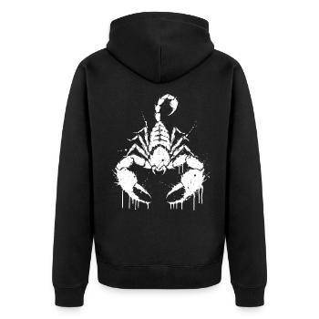 Scorpion White Splash - Unisex Premium Organic Zip Hoodie - black - Back - Nico (187cm)