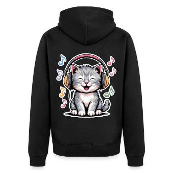 Chat de la musique - Veste à capuche bio Premium Unisexe - noir - Dos - Nico (187cm)