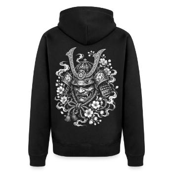 Casque de samouraï Kabuto dans le style tatoué japonais - Veste à capuche bio Premium Unisexe - noir - Dos - Nico (187cm)