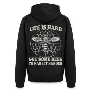 Imker Zubehör Bienenvolk Spruch Imkerei Bienen - Unisex Premium Bio Zip Hoodie - Schwarz - Hinten - Nico (187cm)