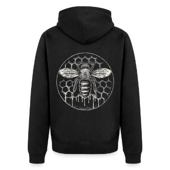 Beekeeper Suit Beekeeping Supplies Honeycomb Round Motif - Unisex Premium Organic Zip Hoodie - black - Back - Nico (187cm)