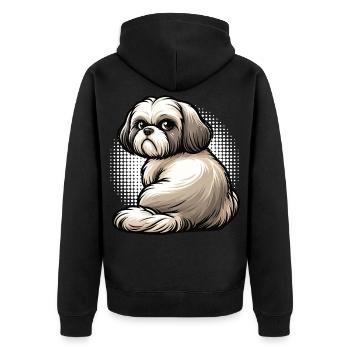 Shih tzu Shih tzus Shih tzu Besitzer Shih tzu fan - Unisex Premium Bio Zip Hoodie - Schwarz - Hinten - Nico (187cm)