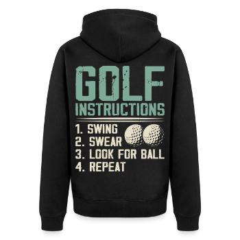 Instructions de golf – Swing, jurons, recherche - Veste à capuche bio Premium Unisexe - noir - Dos - Nico (187cm)