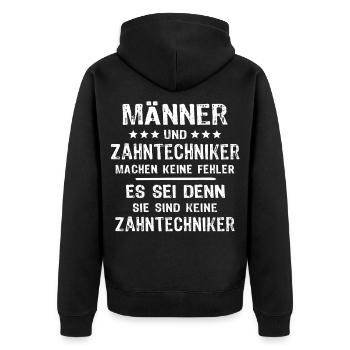 Zahntechniker - Unisex Premium Bio Zip Hoodie - Schwarz - Hinten - Nico (187cm)